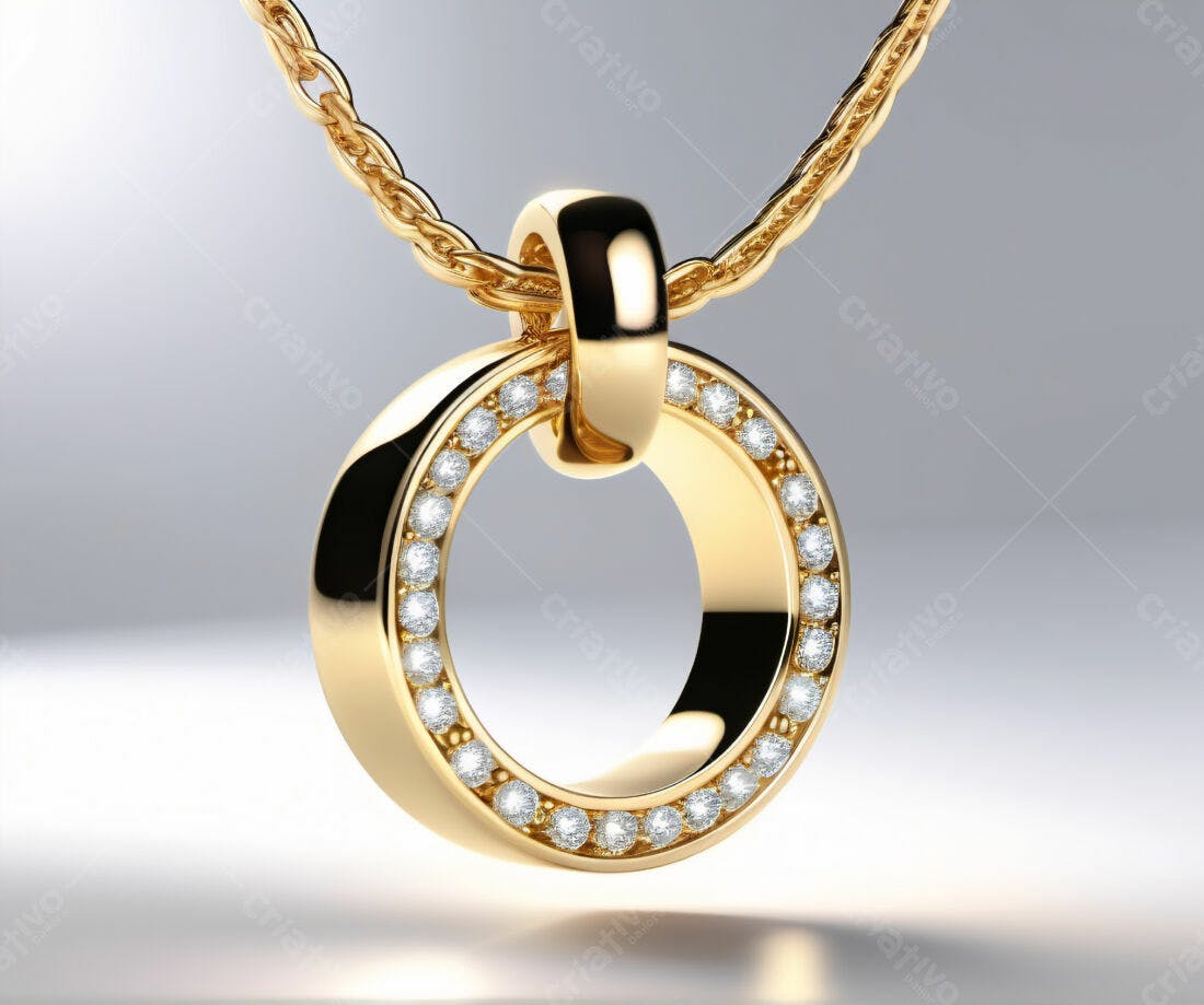Pingente de Ouro com Diamantes em Formato de Círculo