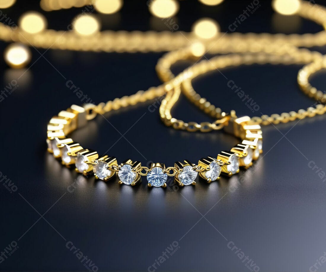 Bracelete de Ouro com Zircônias Cúbicas