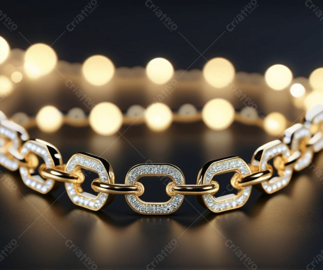 Pulseira de ouro com diamantes em fundo escuro