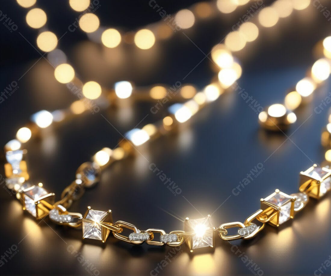 Colar dourado com diamantes cúbicos