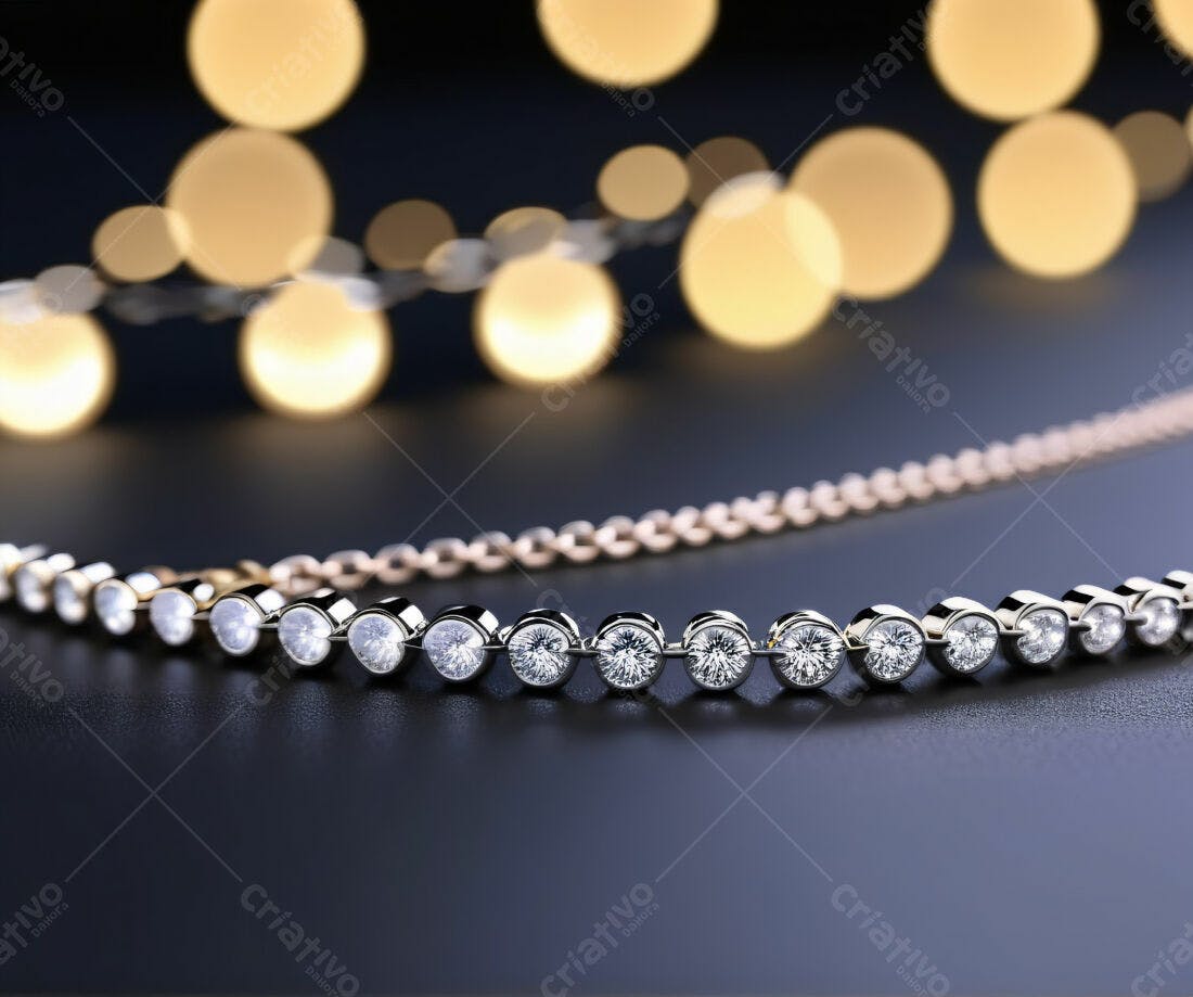 Pulseira de Diamantes com Brilho Dourado