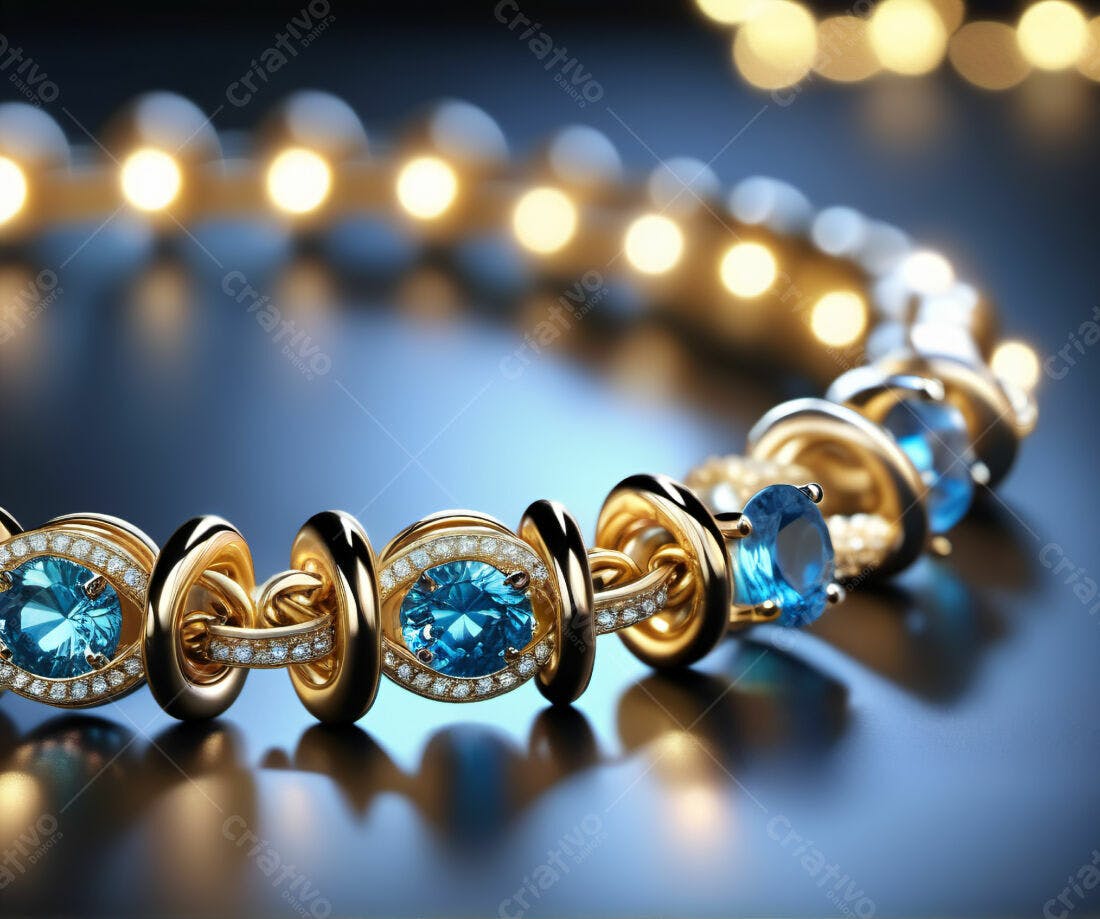 Pulseira de ouro com topázios azuis
