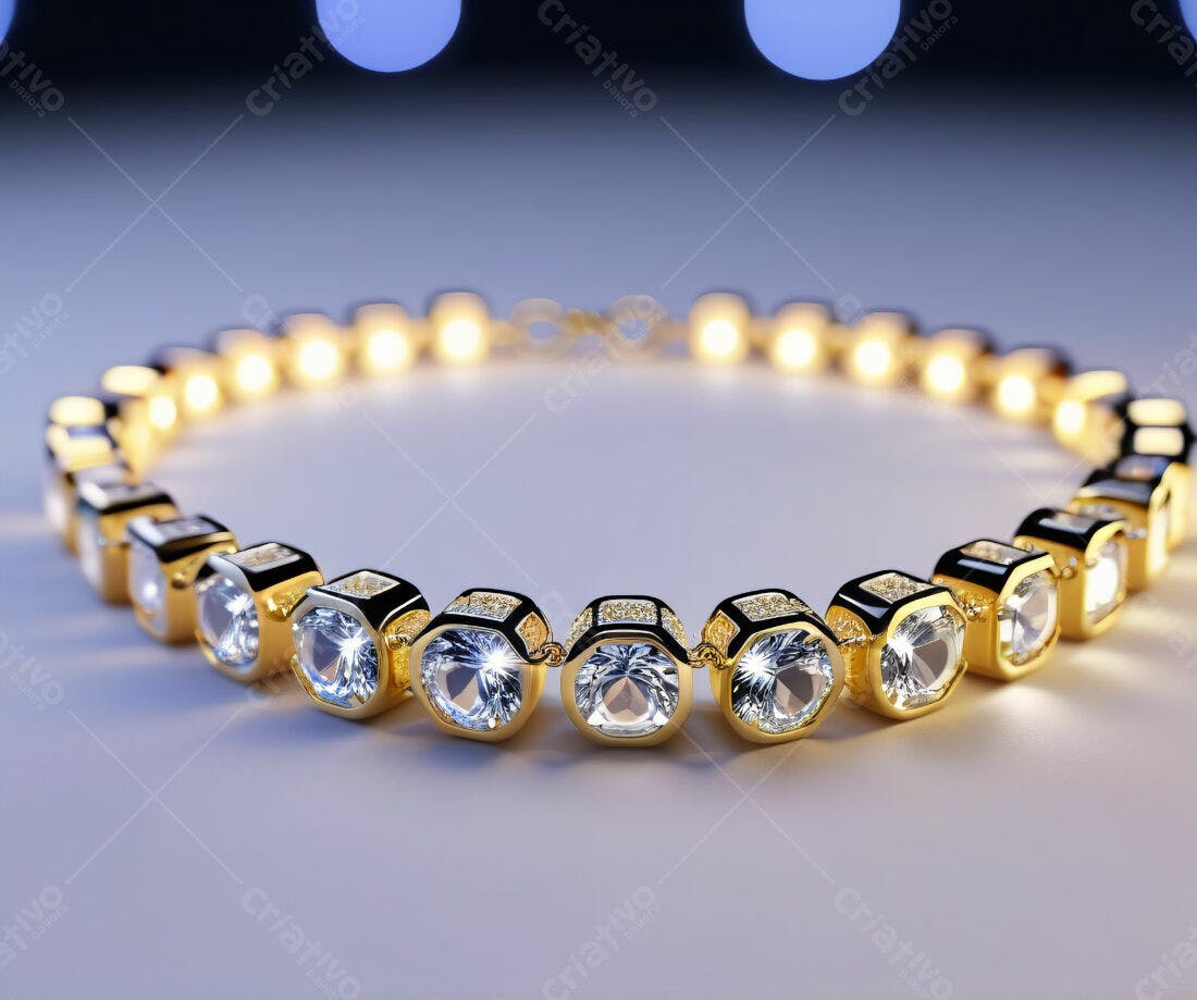 Pulseira de Diamantes Dourada Luxuosa