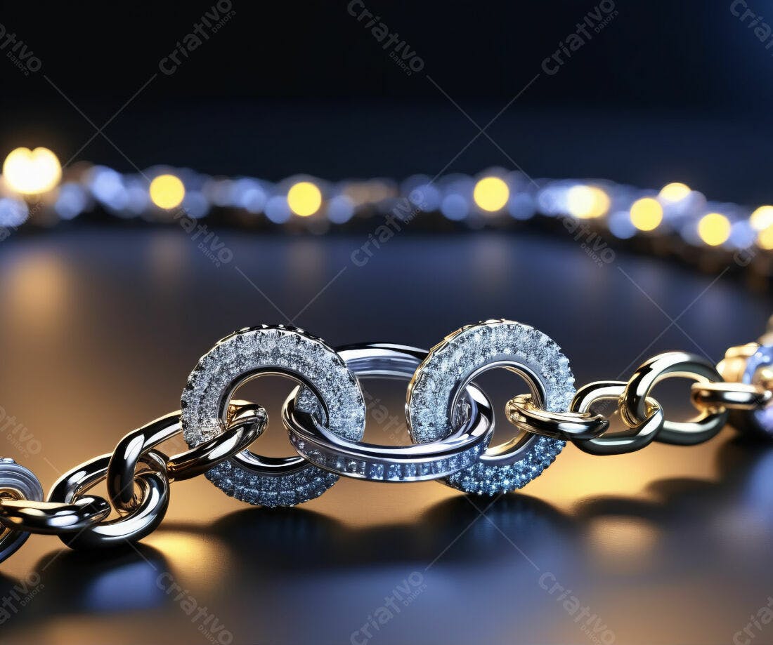 Pulseira de ouro e diamantes com detalhes em prata