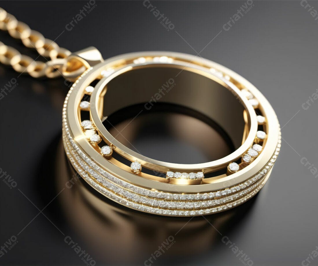 Pingente de Ouro com Diamantes Circunferência