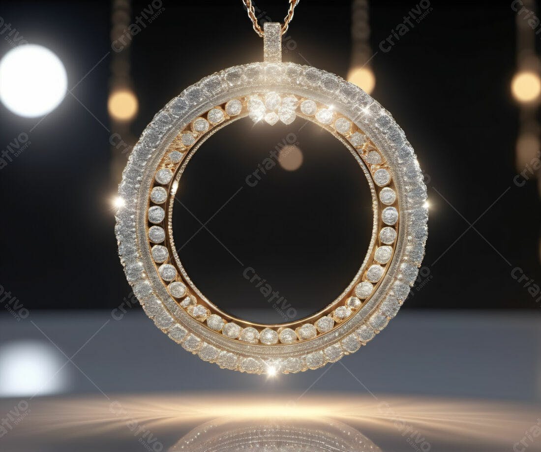 Pingente circular cravejado de diamantes