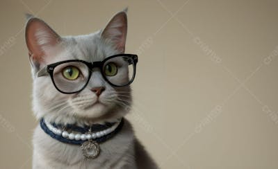 Gato, Background Solido, Roupas, Oculos