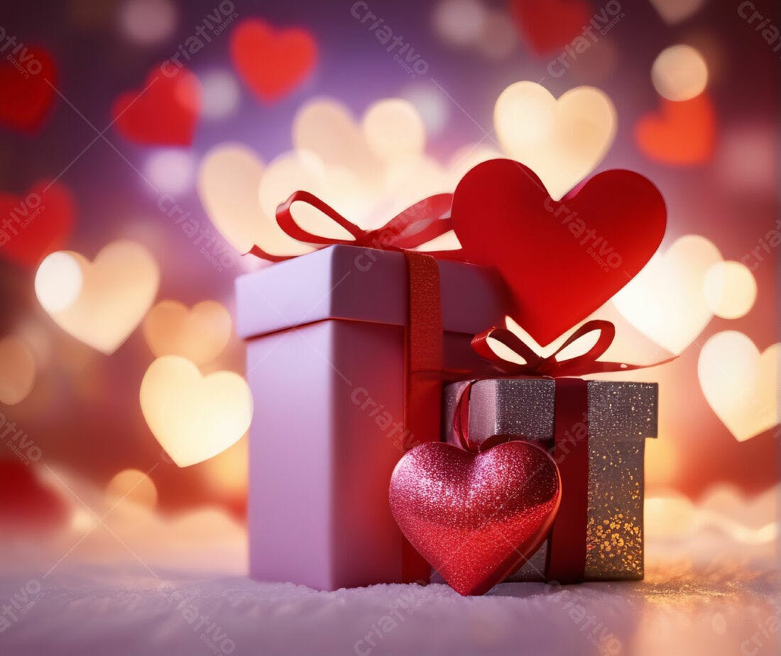 Presentes de Dia dos Namorados com corações vermelhos