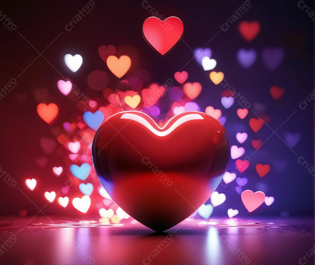 Coração Vermelho com Luzes de Amor