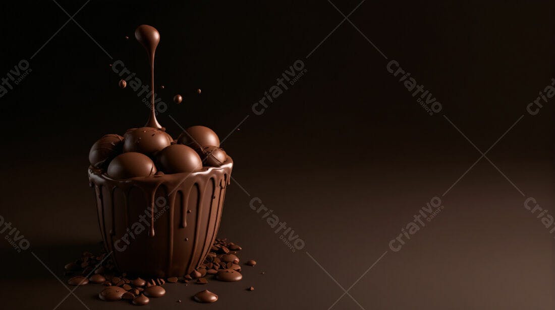Bombons de chocolate derretidos em xícara