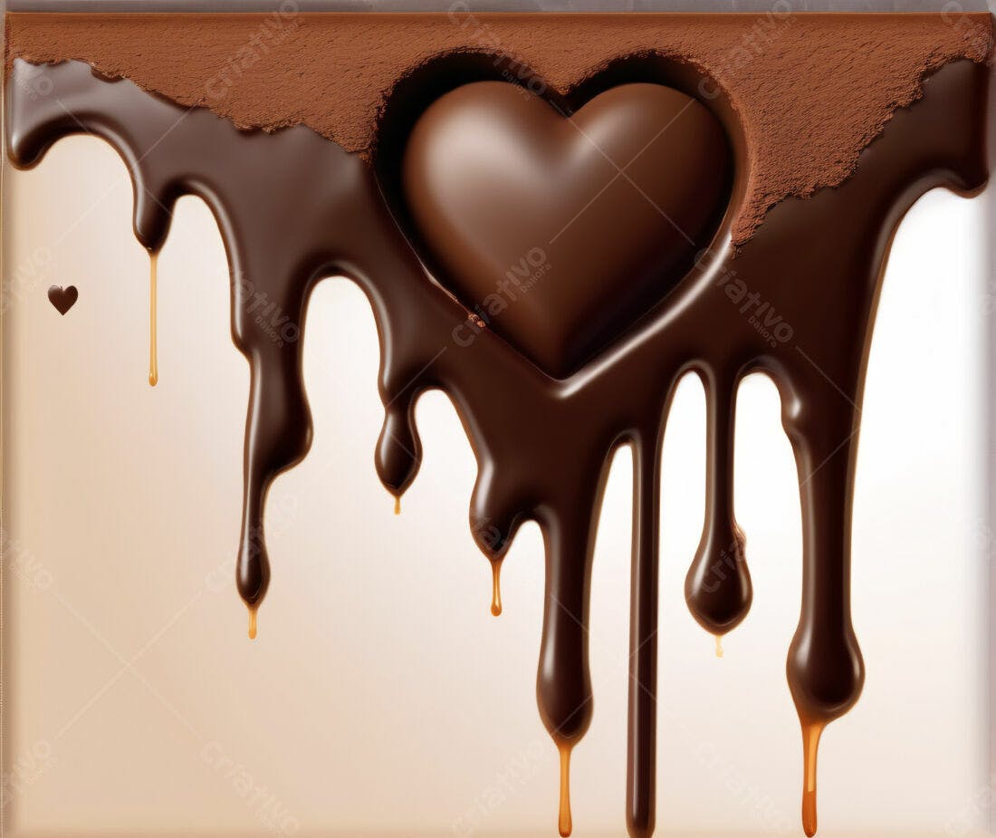 Chocolate derretido em formato de coração