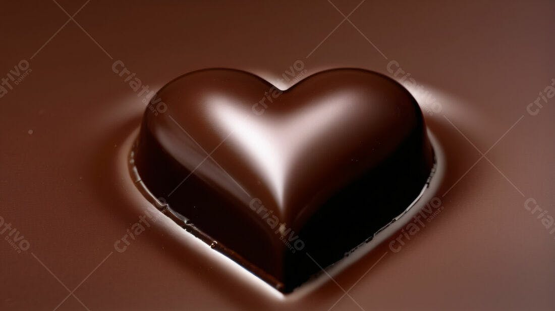 Chocolate em formato de coração em calda
