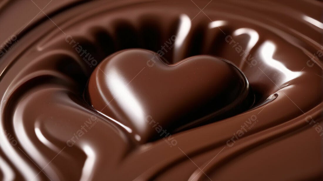 Chocolate em formato de coração derretido