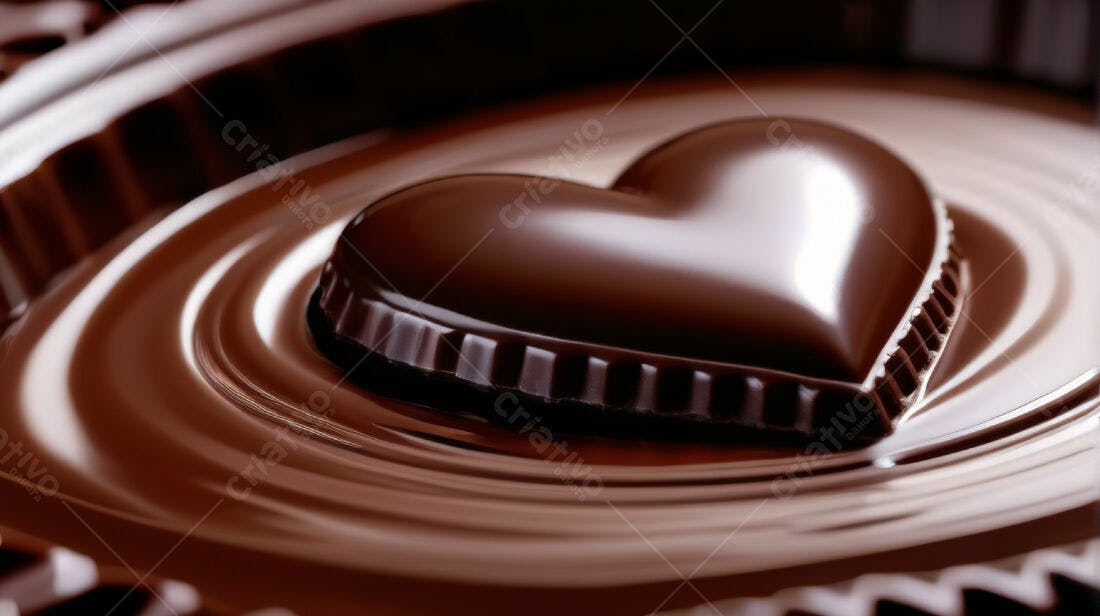 Chocolate em formato de coração derretendo