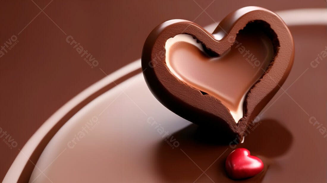 Chocolate em formato de coração derretido
