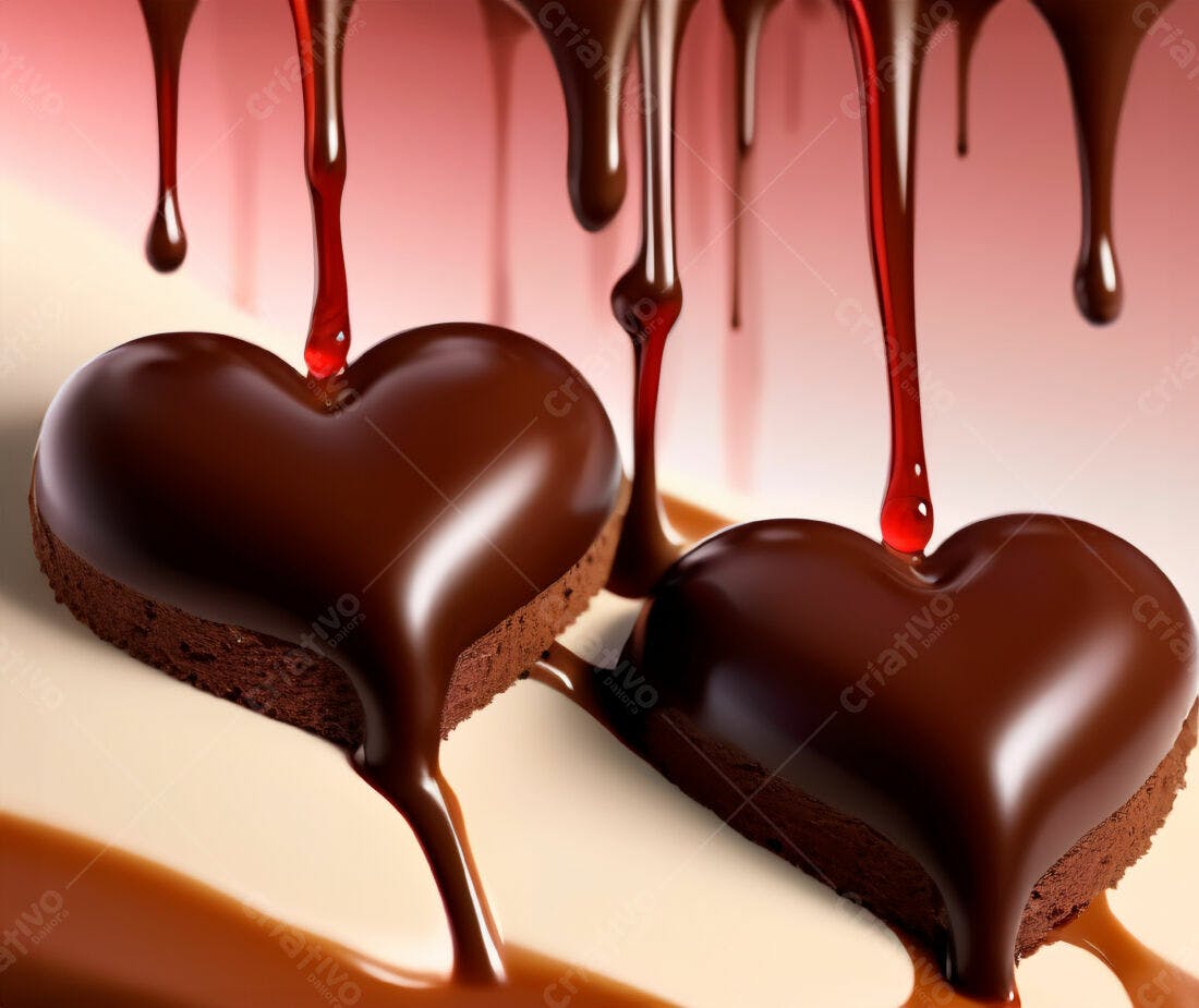 Bombons em formato de coração cobertos com chocolate