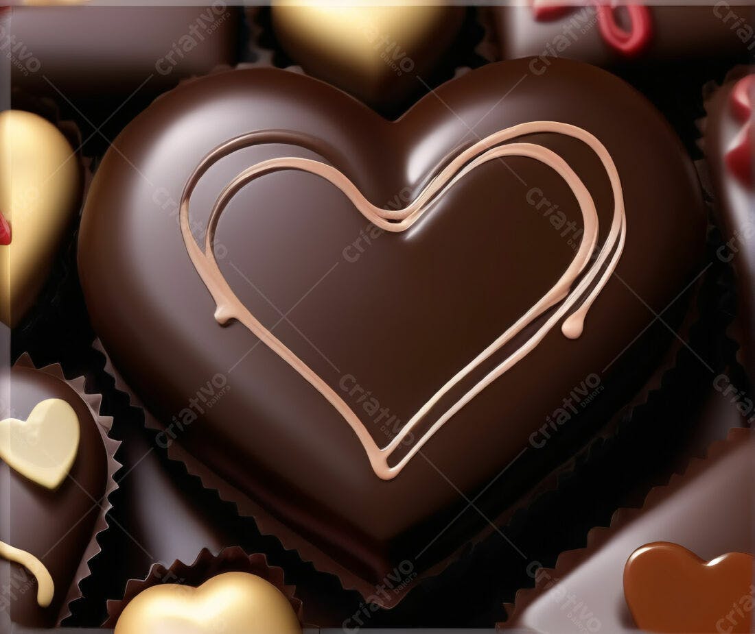 Bombons de chocolate em formato de coração