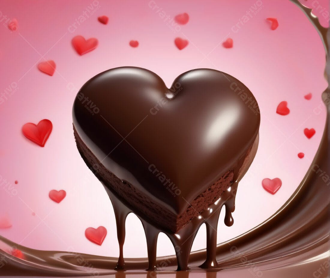 Bolo de chocolate em formato de coração derretendo