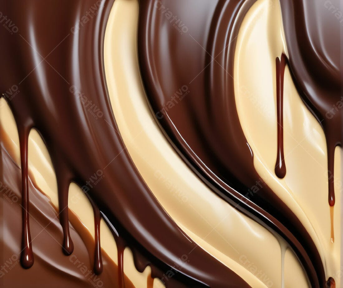 Chocolate derretido marrom e bege