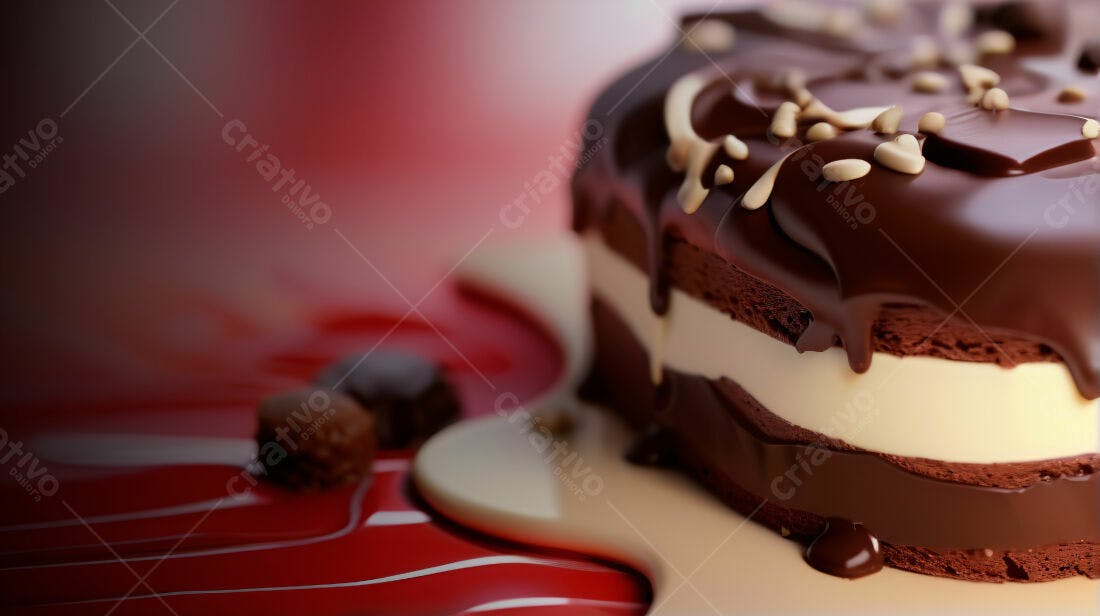 Bolo de chocolate com cobertura derretida
