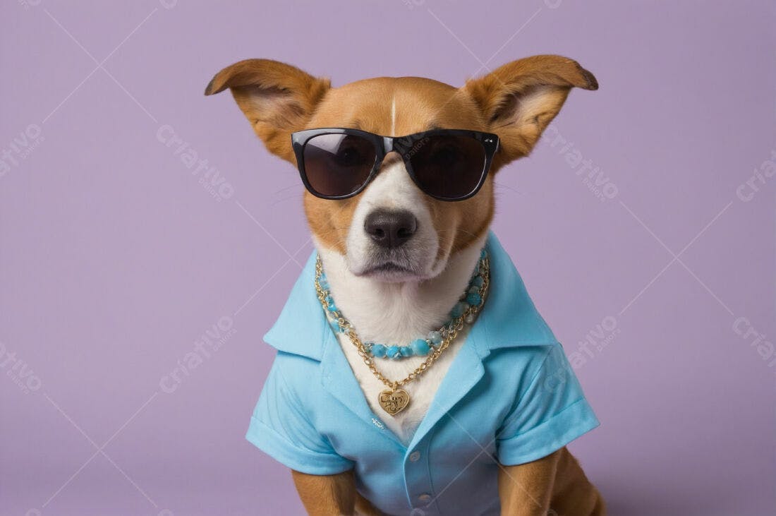 Cachorro estiloso com óculos escuros