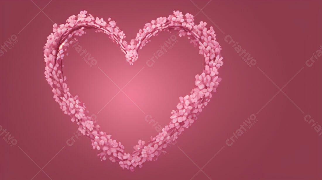 Coração de flores rosa romântico