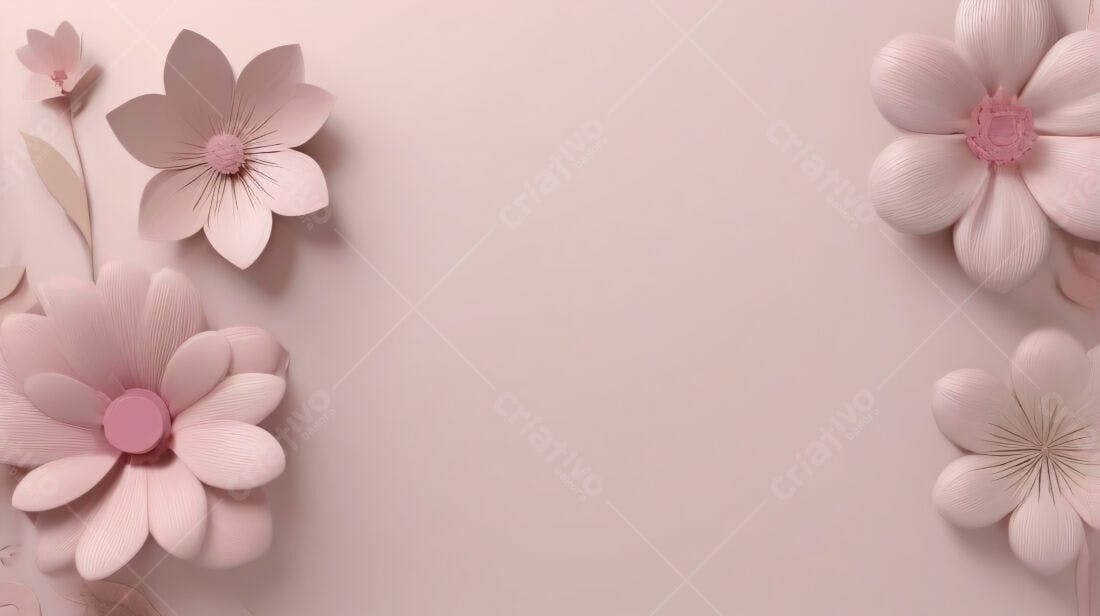 Flores de papel rosa em fundo claro