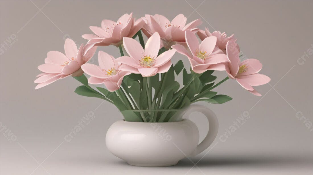 Flores rosa em vaso branco