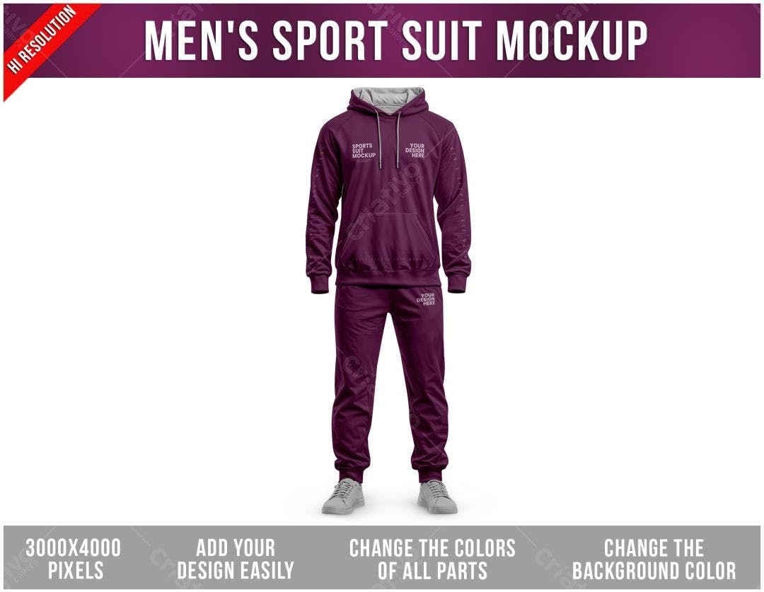 Mockup de Moletom e Calça de Moletom Masculino Bordô