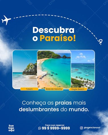 Agência de viagens descubra o paraíso