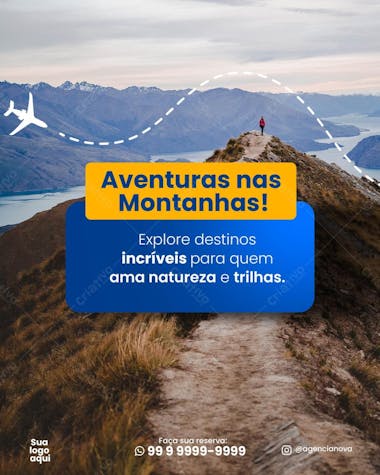 Agência de viagens aventura nas montanhas social media