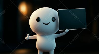 Imagem De Um Boneco Branco Segurando Uma Placa Preta