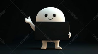 Imagem De Um Boneco Branco Segurando Uma Placa Preta