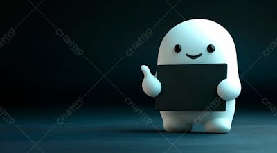 Imagem De Um Boneco Branco Segurando Uma Placa Preta