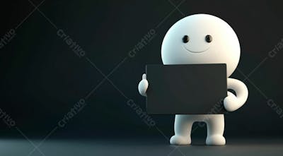 Imagem De Um Boneco Branco Segurando Uma Placa Preta