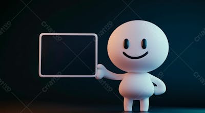 Imagem De Um Boneco Branco Segurando Uma Placa Preta