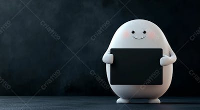 Imagem De Um Boneco Branco Segurando Uma Placa Preta