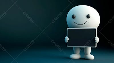Imagem De Um Boneco Branco Segurando Uma Placa Preta