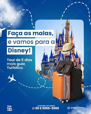 Agência de viagens faça as malas e vamos para a disney social media