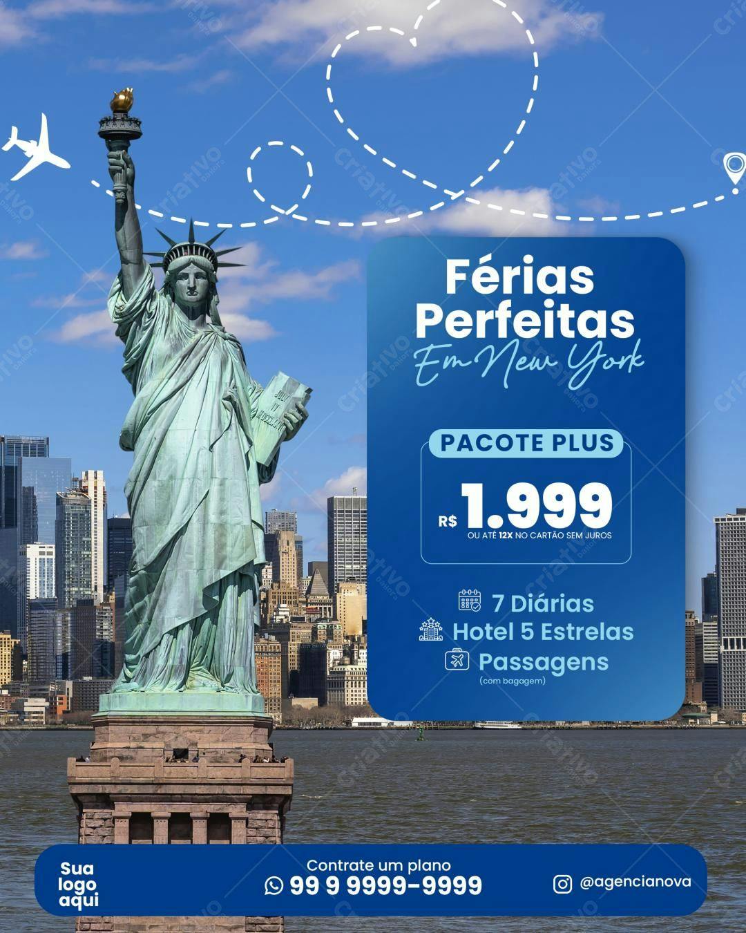 Flyer para Férias em New York PSD Editável