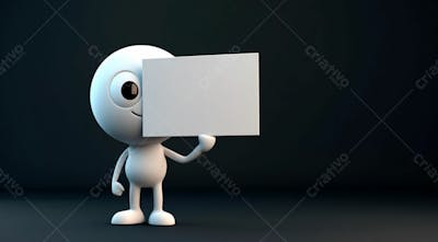 Personagem De Desenho Um Boneco Segurando Uma Placa