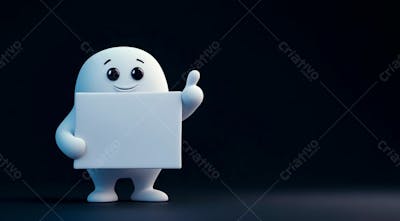 Personagem De Desenho Um Boneco Segurando Uma Placa