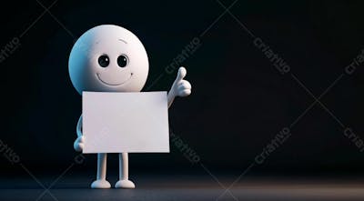 Personagem De Desenho Um Boneco Segurando Uma Placa