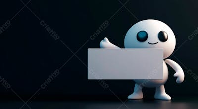 Personagem De Desenho Um Boneco Segurando Uma Placa