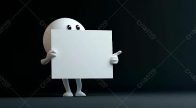 Personagem De Desenho Um Boneco Segurando Uma Placa