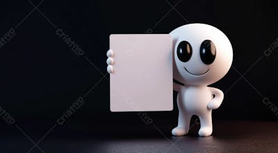 Personagem De Desenho Um Boneco Segurando Uma Placa