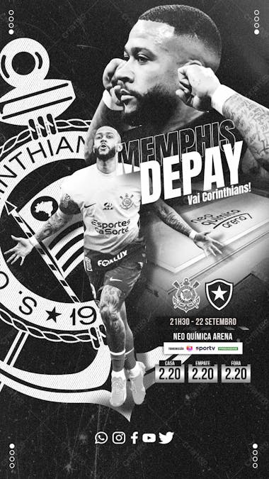 Flyer esportivo corinthians memphis depay brasileirão 2024 stories