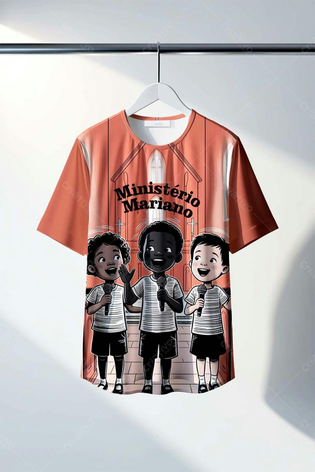 Mockup Camiseta Infantil com Design Religioso