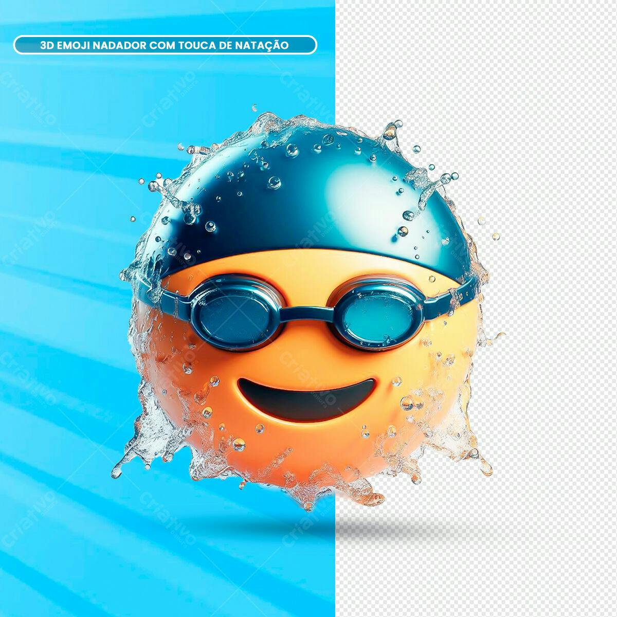 Emoji Nadador 3D com Touca PSD Editável