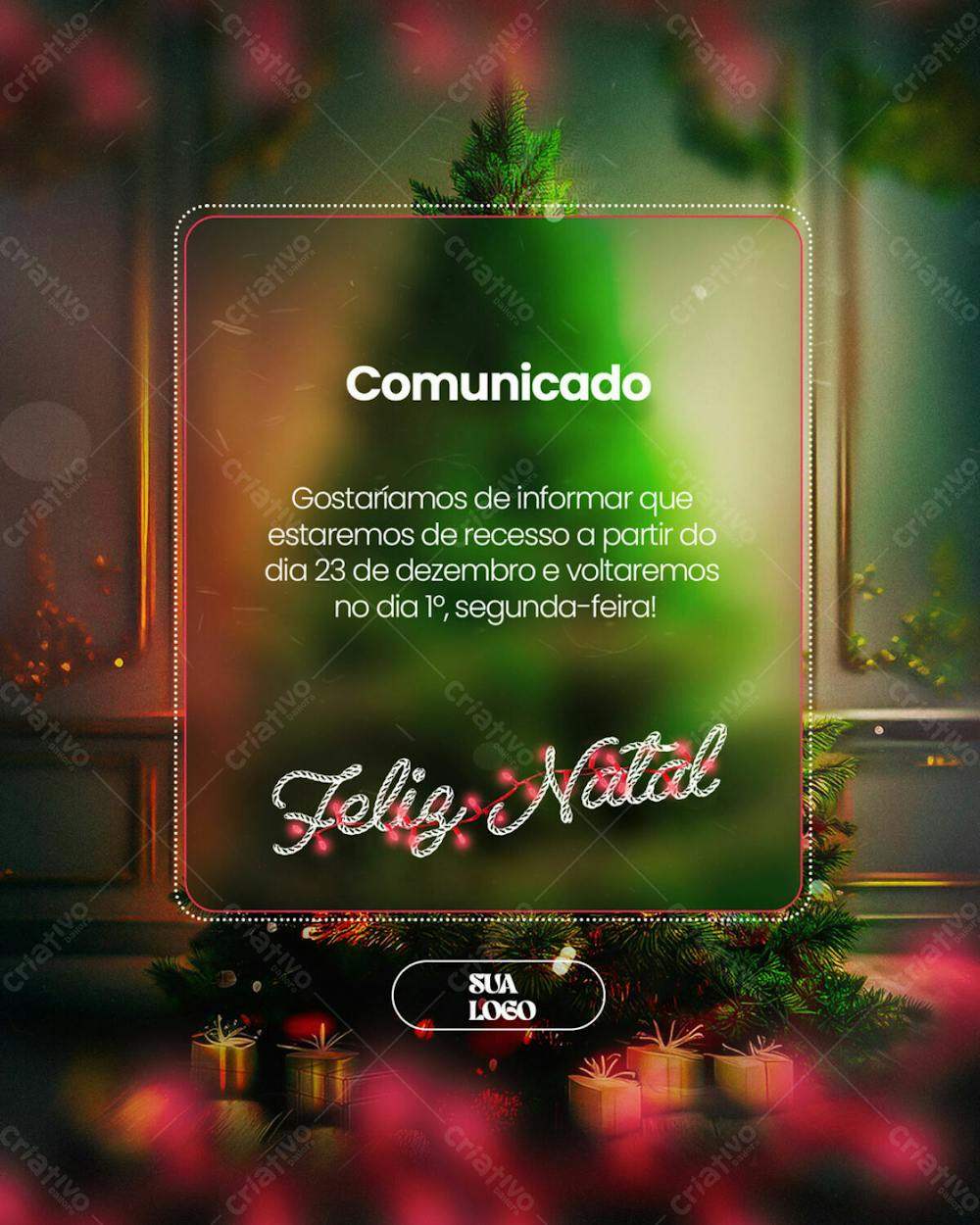 Feliz Natal 25 De Dezembro Aviso Informe Horário Comunidado Social Media Psd Editável